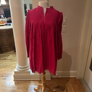 Aritzia Little Moon Helena new medium pink poplin dress ruffle eyelet